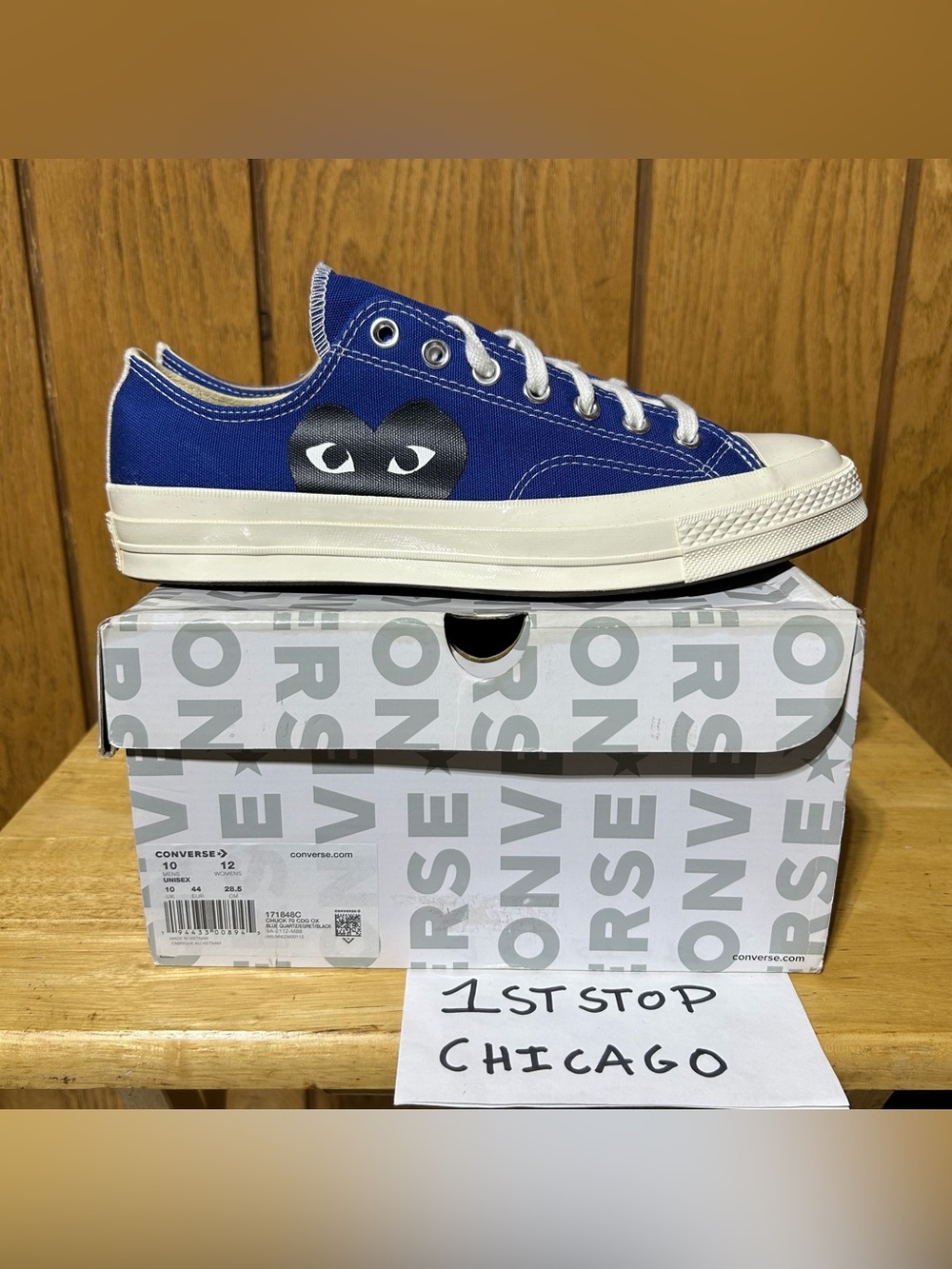 Converse Chuck Taylor Low x CDG Comme Des Garcons PLAY Blue 171848C Mens 10 NEW